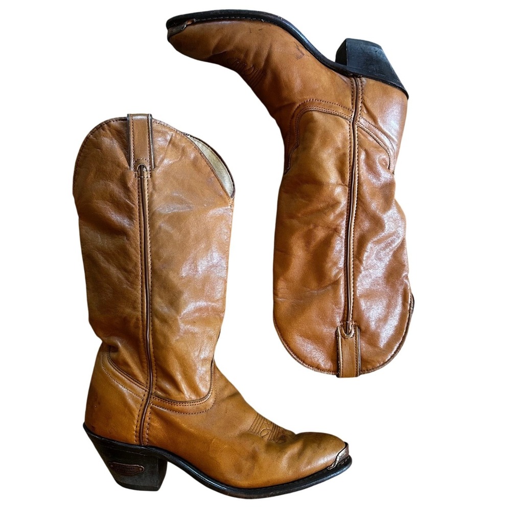 Code West Tan Leather Western Pointed Toe Cowboy Boots Women's 10